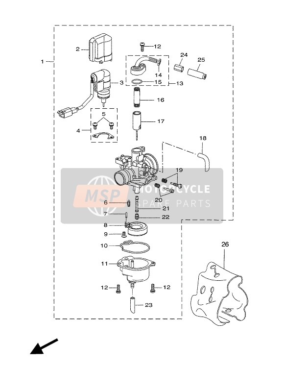 Yamaha CW50L BOOSTER 2004 Carburettor for a 2004 Yamaha CW50L BOOSTER